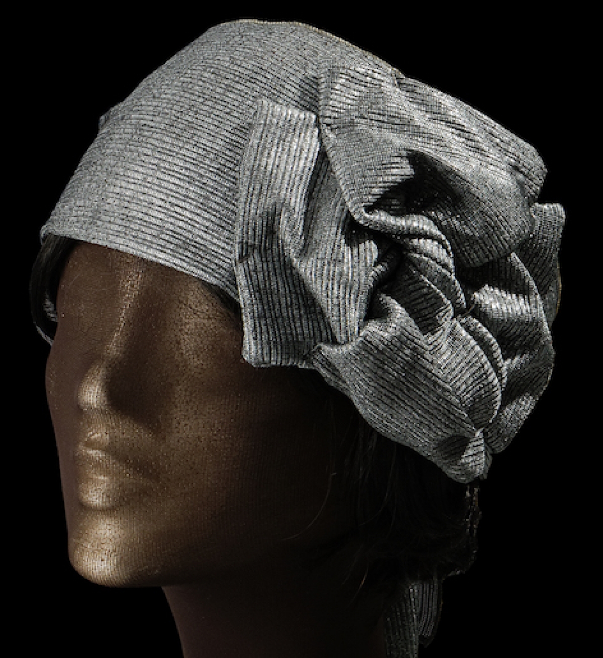 Fashionable headband for an orthodox Jewish woman.