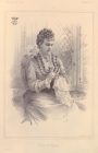 Print showing Clementine, Marchioness Camden, at her needlework, 1877.