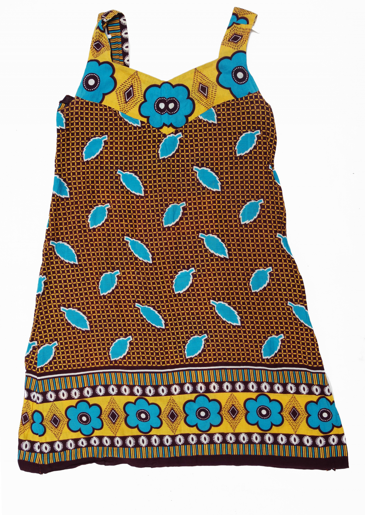 Late 20th century East African cotton dress made from kanga material.