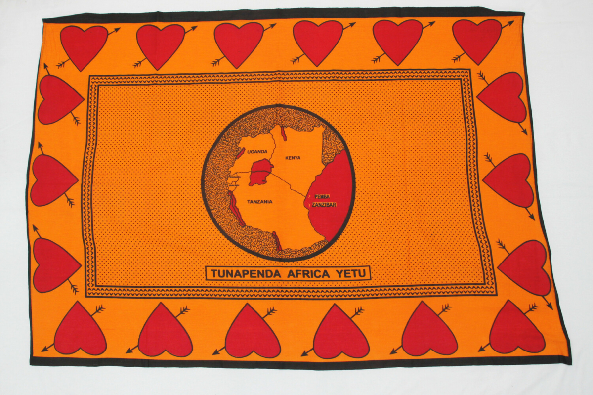 Kanga from Kenya, 2010. The Swahili text states; &quot;We love our Africa.&quot;
