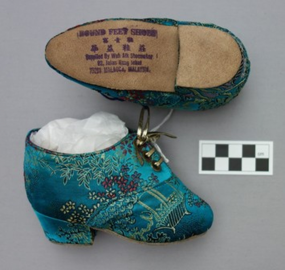 A pair of lotus shoes from Malaysia (late 20th century).