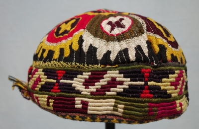 Hand embroidered cap for an Uzbek man, late 20th cenury.