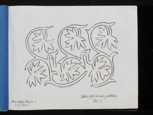 Embroidery design traced by Sarah Bland, c. 1835.