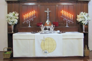 Christmas parament, or altar cloth in the Bethlehem Lutheran Church, Adelaide, Australia.
