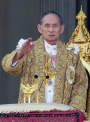 King Bhumipol of Thailand, wearing his ceremonial &#039;sua khrui&#039; robe.
