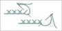 Schematic drawing of a crossed buttonhole stitch.