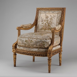 Embroidered formal chair, France, late 18th century.