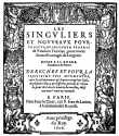 Cover of 1606 edition of 'Les Singuliers et Nouveaux Pourtraicts...' by Federico de Vinciolo (1587).