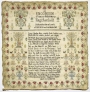 Commemorative sampler, dedicated to King Charles I of England, made by Sarah Robertson, 1759.
