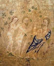 Detail from the Daroca cope, also known as the Madrid cope. showing Adam and Eve. Opus anglicanum. Early 14th century.