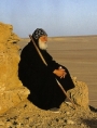 A Coptic monk wearing a qalansuwa hood, Egypt.