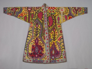 Man&#039;s coat from Uzbekistan, silk thread embroidery on a cotton ground, late 19th century, probably from Shahr-i Sabz.