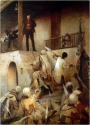 Famous coloured print showing the death of General Gordon in Khartoum, on 26 January 1885.