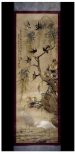 Silk embroidered scroll painting, China, c. 1860-1880.