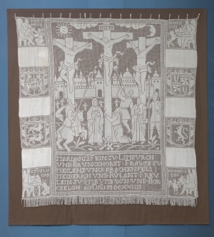 Hongerdoek dated AD 1624, made of embroidered net lace.