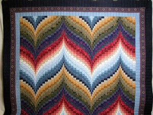 Modern bargello quilt with Florentine  work, USA.