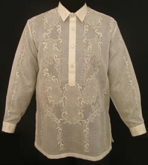 A barong togolok from the Philippines, made from piña fabric, 