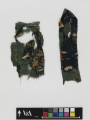 Embroidered silk fragments of what may have been a Buddhist streamer, 9th century, recovered from Dunhuang, China.