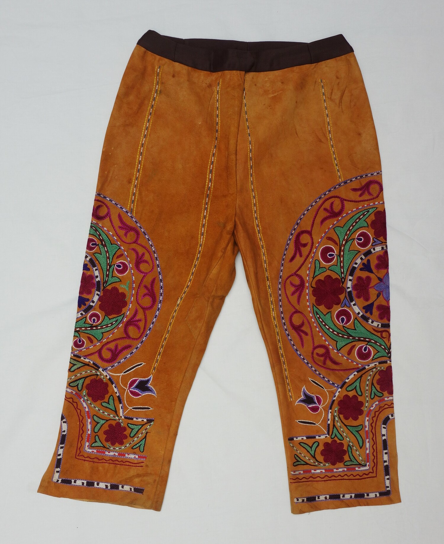 Fig. 2. Pair of embroidered trousers, to be worn in a zurkhâne, 'House of Strength', Afghanistan, 1960s (TRC 2016.1772). Schinasi Family donation.