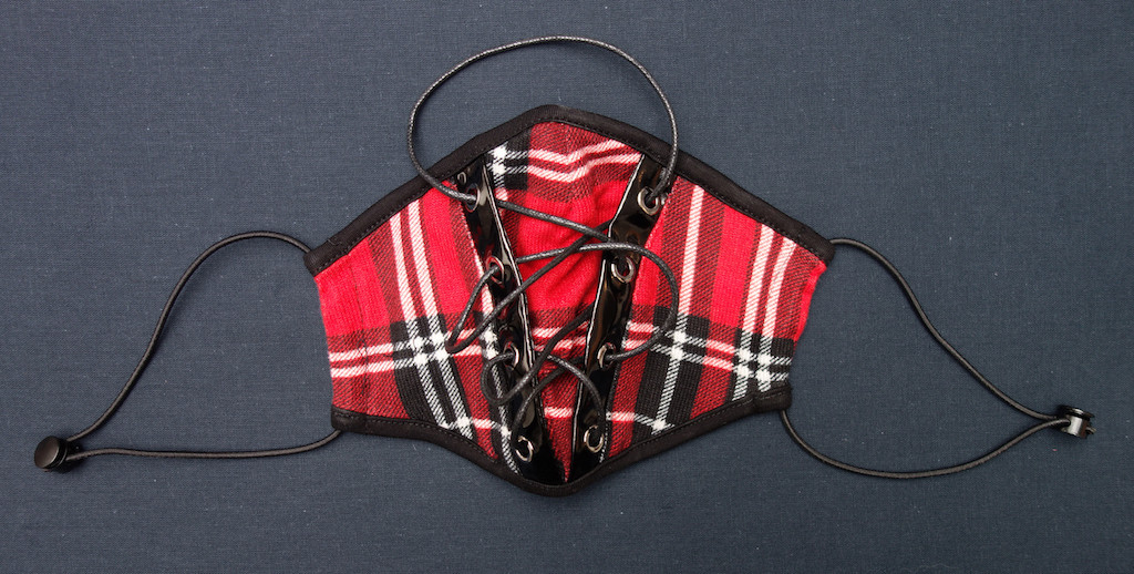Tartan face mask with lacing for the Gothic/Punk market, China/UK, 2020 (TRC 2020.3997).