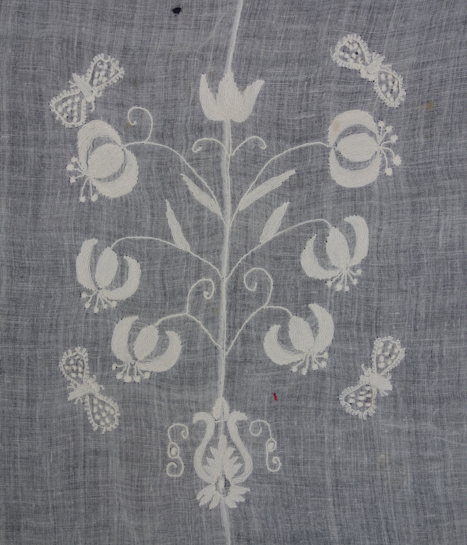 Detail of embroidery on 18th century (?) shawl (TRC 2021.0114).