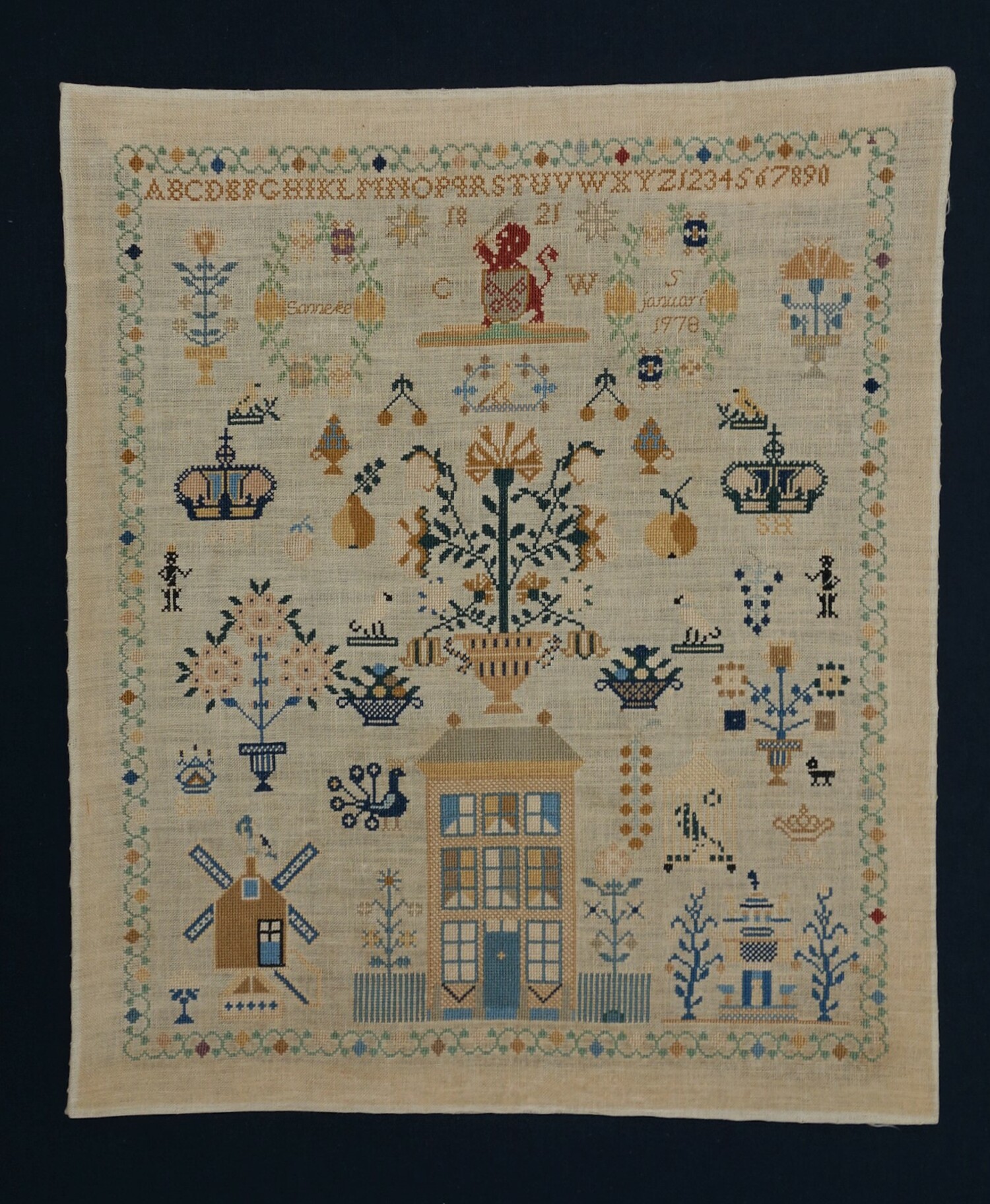 Sampler from 1978, based on original from Amsterdam from 1821 (TRC 2021.2990).