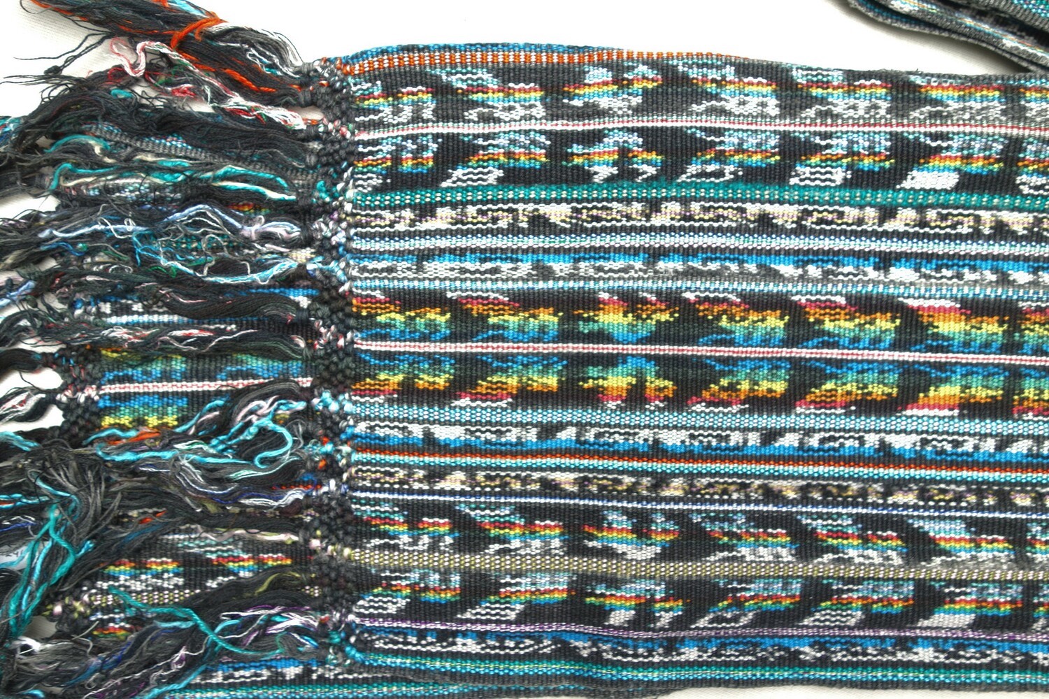 Detail of ikat sash for a man, Guatemala, late-20th century (TRC 2022.1246).