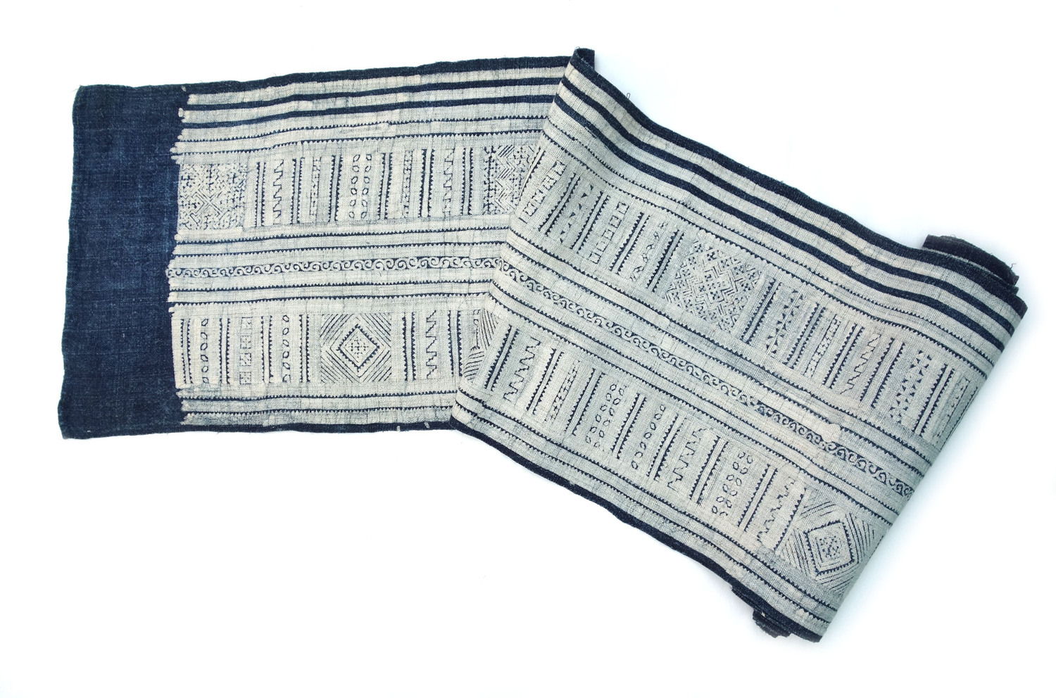 Fig. 3. Dyed skirt length, bast fibre with hand-woven batik decoration. Miao, China, 20th century (TRC 2024.2719).