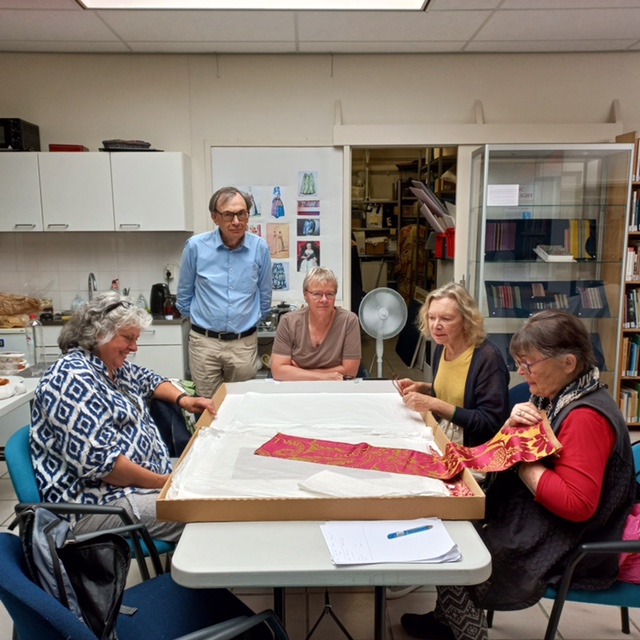 Discussing the Van Gerwen collection at the TRC, Friday 30 June 2023. Photograph by Gillian Vogelsang.