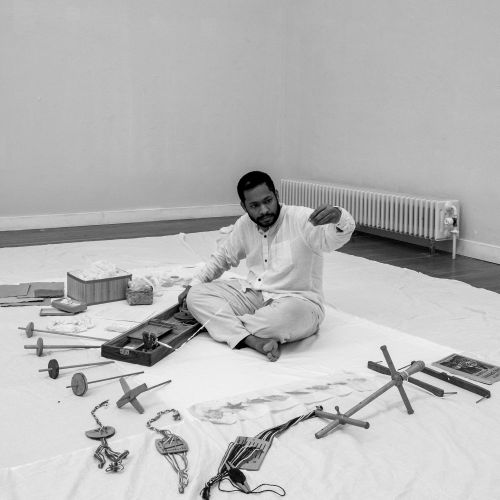 Akash Kumar amongst spinning equipment