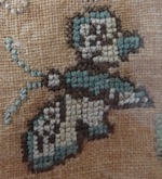 Detail of linen and silk sampler from the Netherlands, c. 1800 (TRC 2020.3682).