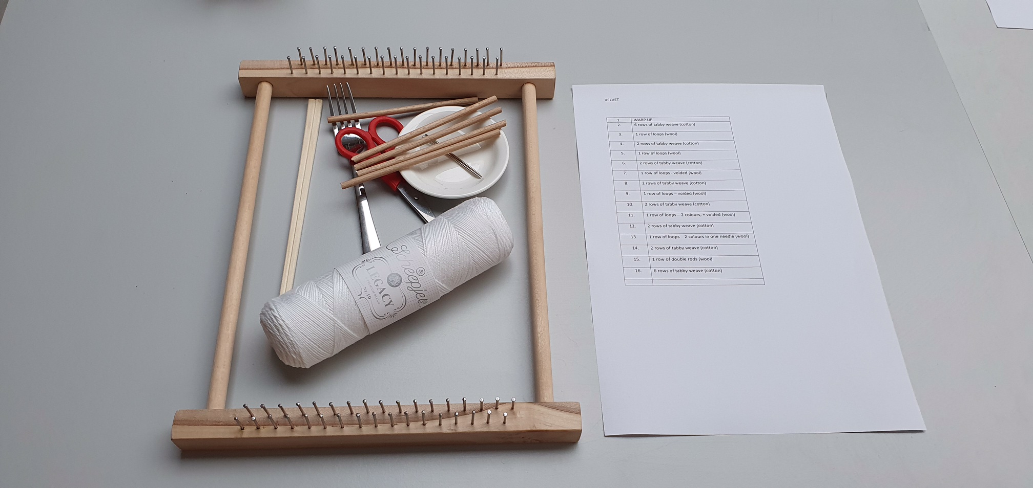 The tools and materials with which we started the day. Photograph by the author.