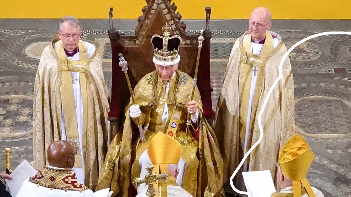 King Charles III in full attire at his coronation. By Foreign, Commonwealth &amp; Development Office - From Twitter account of Foreign, Commonwealth &amp; Development Office, CC BY-SA 4.0, https://commons.wikimedia.org/w/index.php?curid=131676676
