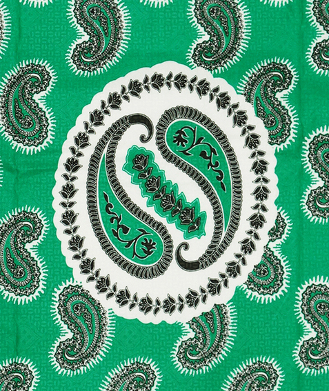 Paisley motif in the centre of an African wax print from China (TRC 2020.3841).